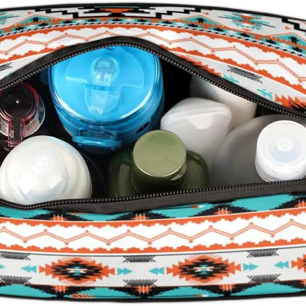 Aztec Toiletry Bag for Women Girl,Western Travel Cosmetic Bag,Hanging Makeup Bag - Picture 7 of 8
